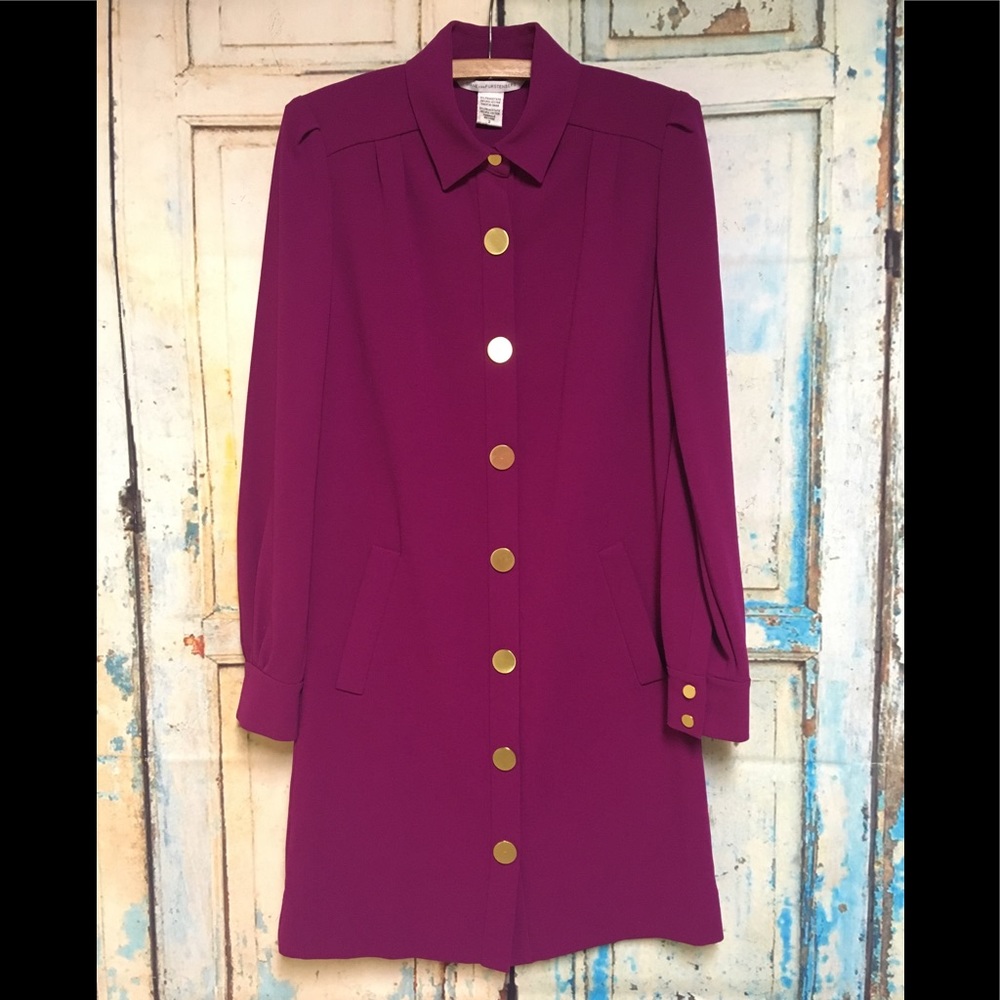 Diane von Furstenberg Raspberry Tunis Shirt Dress